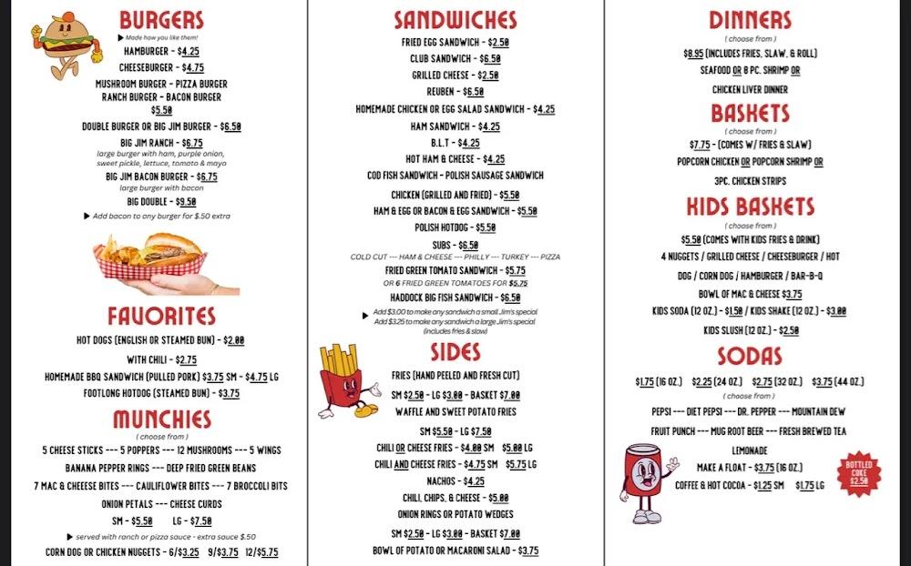 Jim's Drive In Menu image 3